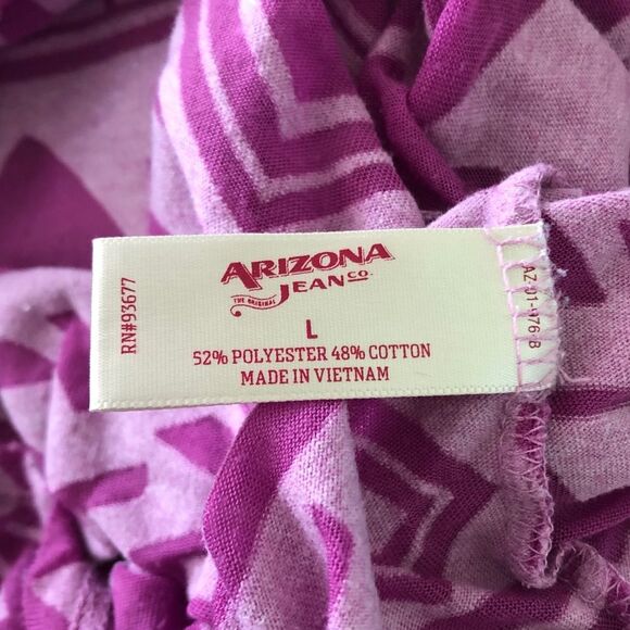 Arizona Jean Co. Aztec Tribal Print Purple Tee Shirt Size Large - Picture 3 of 4